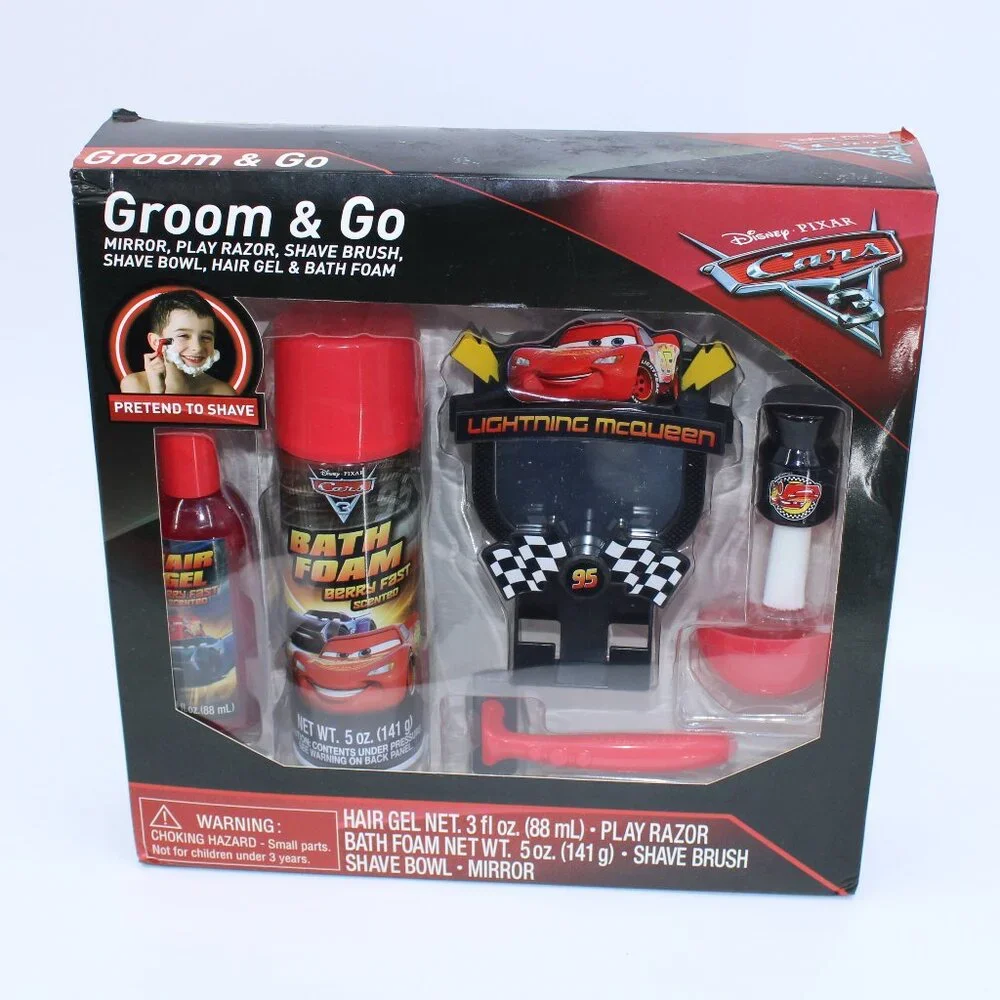 Disney Pixar Cars Groom & Go Hair Grooming Shave Playset for Kids Razor Mirror